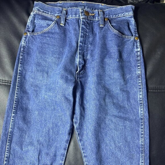 Wrangler Men's Straight Jeans Medium Wash Blue Denim Slash Pocket Classic 9x36 - Picture 5 of 13